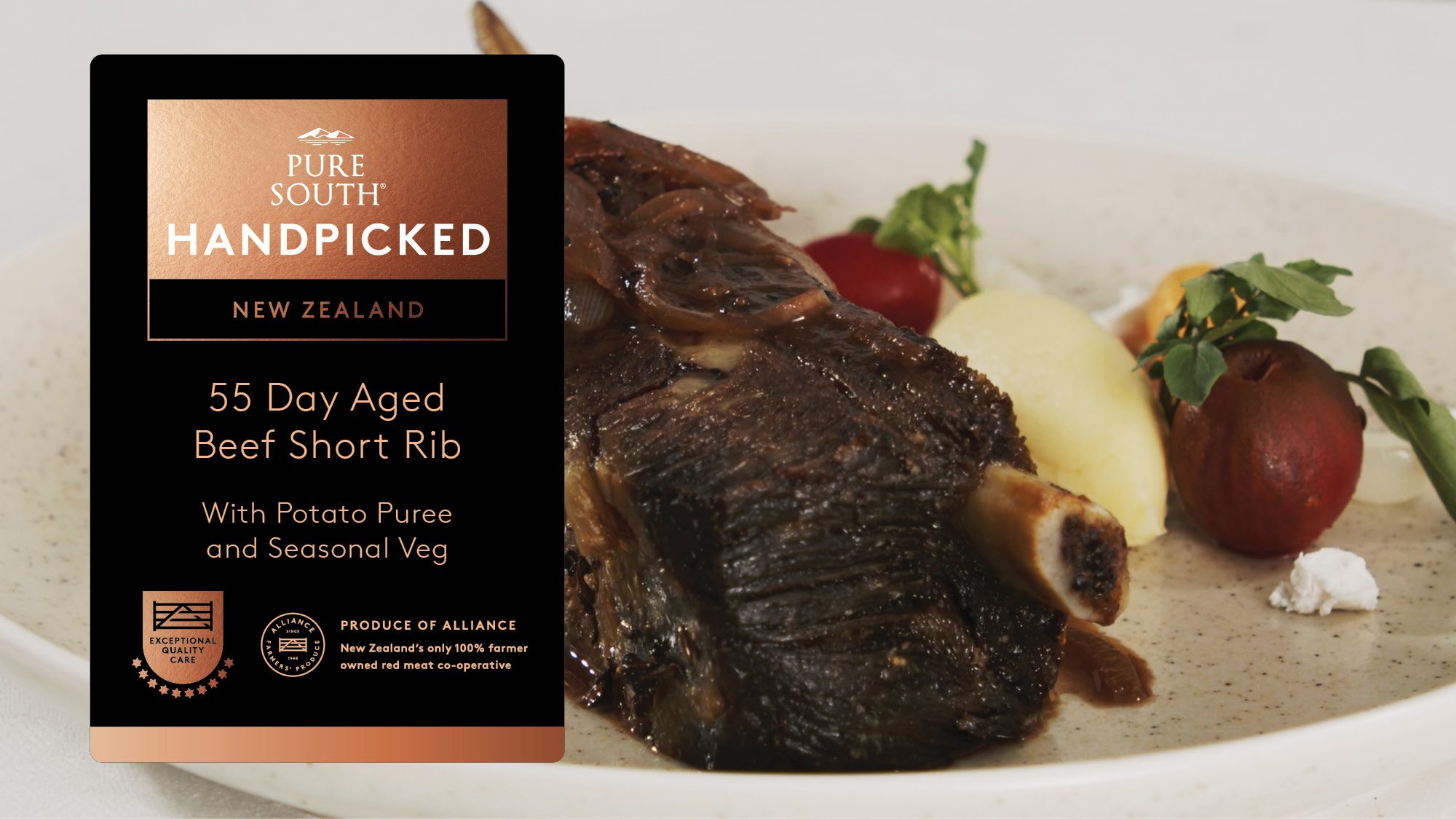 Beef Short Rib With Potato Puree and Seasonal Veg