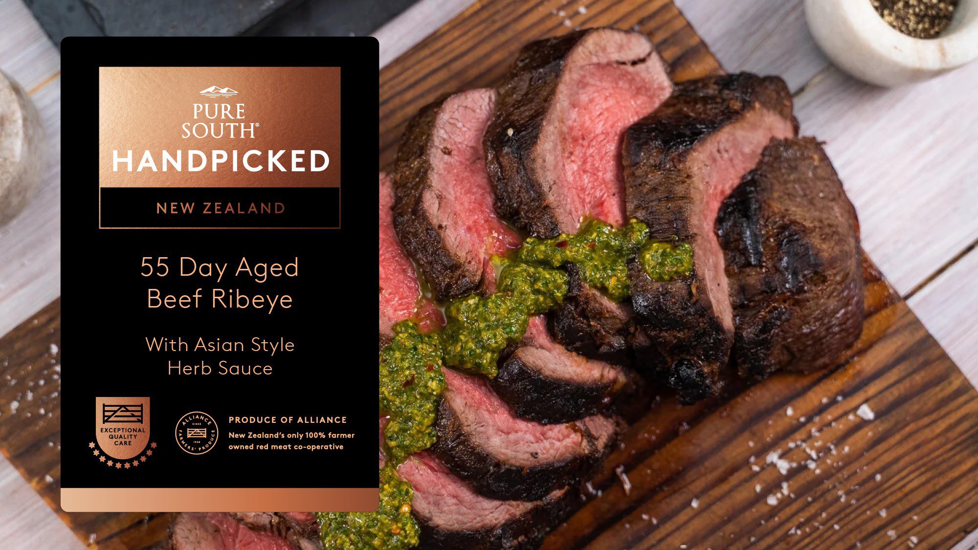 Grilled Ribeye Steak with Asian Style Herb Sauce